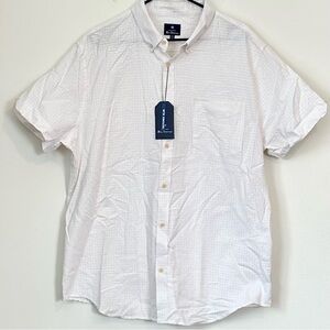 NWT Ben Sherman Casual Textured Slub Short Sleeve Button Down Shirt in Stone 2XL